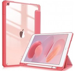 Fintie iPad 10.2 케이스, iPad 9세대/8/7세대 케이스, 2021 2020 2019 Apple Pencil용 투명 뒷면 커버 접이식 삼중 접이식 스탠드 수면 기능 경량 얇은 긁힘 방지 PU 합성 가죽 TPU (모델 # A2602, A2603, A2604, A2605) (수박)