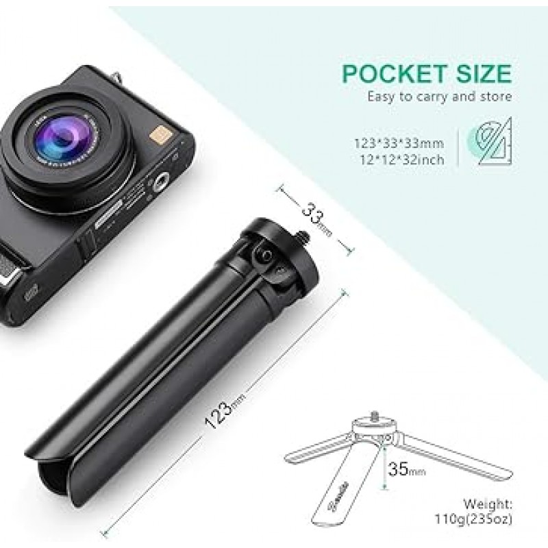 Zeadio 금속 미니 삼각대 최대 하중 20kg 데스크탑 포켓 컴팩트 삼각대 Smooth4, Crane Plus, Crane 2, Osmo Mobile, Ronin-S, Vimble 2, Gimble Handle Grip Stabilizer 및 모든 카메라에 적용