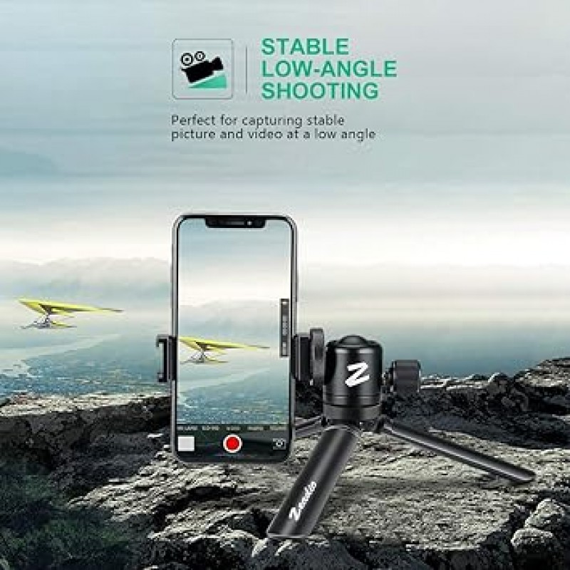 Zeadio 금속 미니 삼각대 최대 하중 20kg 데스크탑 포켓 컴팩트 삼각대 Smooth4, Crane Plus, Crane 2, Osmo Mobile, Ronin-S, Vimble 2, Gimble Handle Grip Stabilizer 및 모든 카메라에 적용