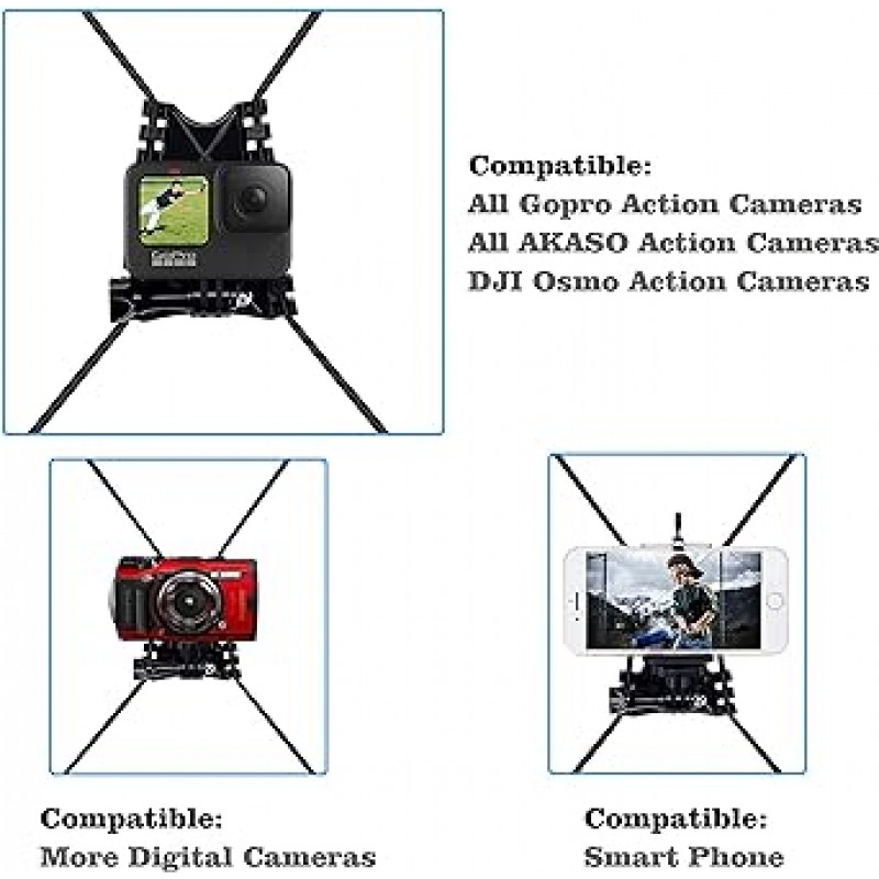 Suptig 넷펜스와 트리폴 장착 브래킷 GoPro Hero 12 Hero 11 Hero 10 Hero 9 Hero 8 Hero 7 Hero 6 Hero 5 Hero 4 Hero 3 DJI Osmo, AKASO , Phone, 디지털 카메라에 대응