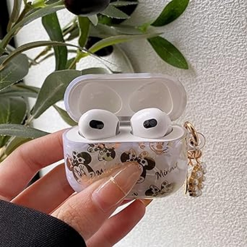 AirPods Pro 케이스, Air Pods Pro 케이스, 디즈니 캐릭터 보호 케이스, 미키 마우스 보호 커버, Meeky Minnie 보관 케이스, 모든 모델과 호환 가능, 카라비너, 키체인, 카라비너, 스포츠, 분실 방지(Style2, AirPods Pro용)