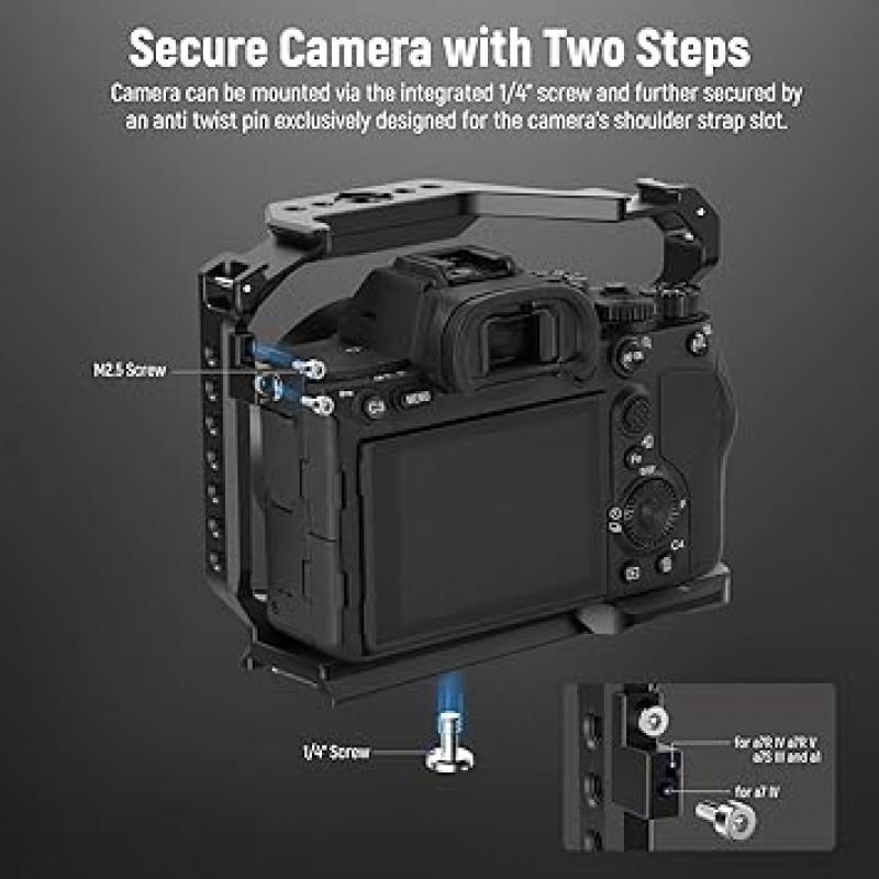 NEEWER a7R V/a7R IV/a7R IV/a7S III/a1 알루미늄 합금 비디오 카메라 리그용 전체 카메라 케이지 DJI RS 안정기 CA004용 전체 액세스 Arca 유형 QR 베이스 퀵 스위치