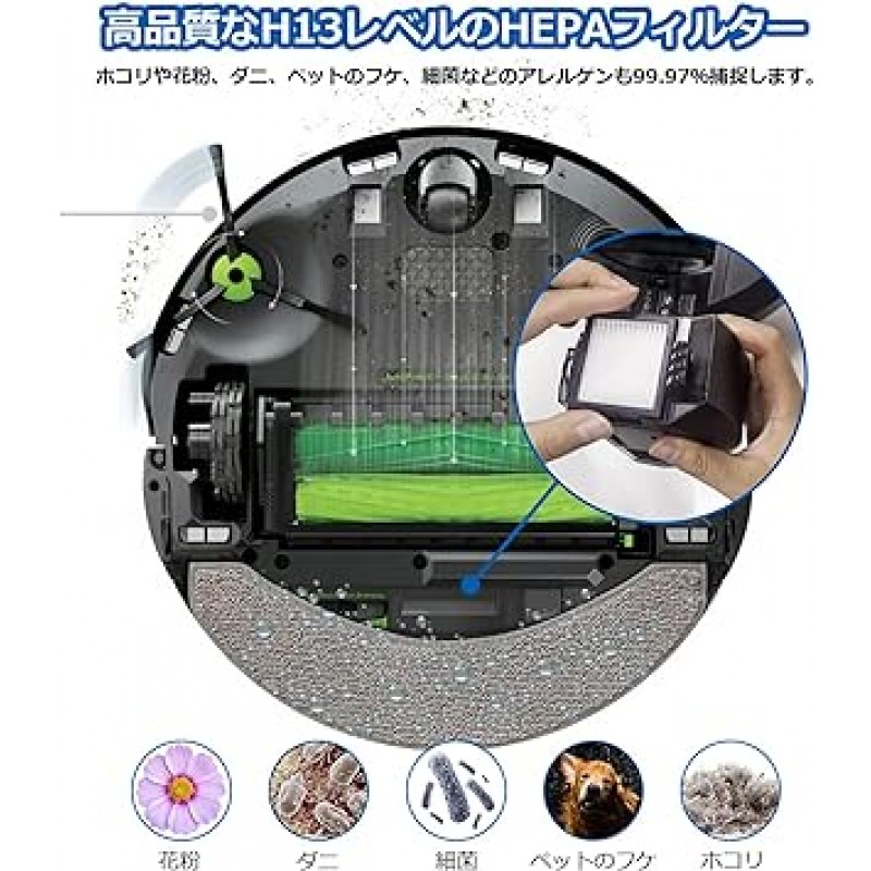 Roomba Combo J7+ 필터, Roomba 소모품, Combo J7+, 로봇식 진공 청소기, 먼지 차단 필터, 호환 가능, 5개 팩