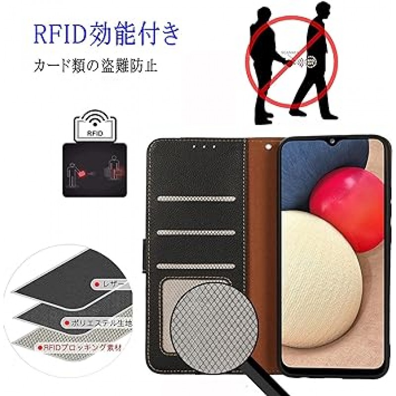 Rureu01 AQUOS Sense7 Plus 케이스, 노트북형 Sharp Aquos Sense 7 Plus, 노트북 케이스, 충격 방지, 스트랩 [RFID 차단] 카드 보관함, 가로 스탠드 기능, 고급 PU 가죽, 자석 잠금 장치, 편리함, 인기 있음, 스타일리쉬, 카드 포켓, 지갑형 , 모바일 케이스, 블랙