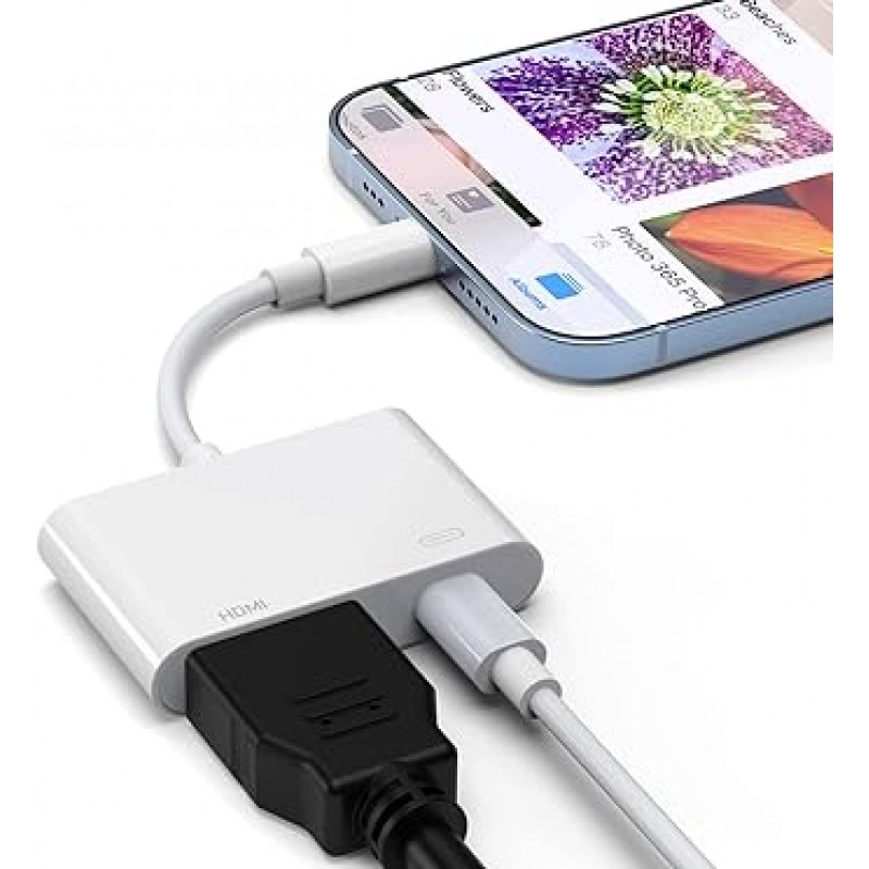 [2023 인증 제품] iPhone HDMI 컨버터 케이블, 간편 전송, 지연 없음, HDMI 컨버터 케이블, 설정 없음, iOS 1080P 지원, 사진/비디오/Word/Excle/PPT/PDF, iPhone 14/14 Pro/14 Pro Max/읽기 13/13 Pro/13 Pro Max/12/12 Pro/11/X/8/7/6 예