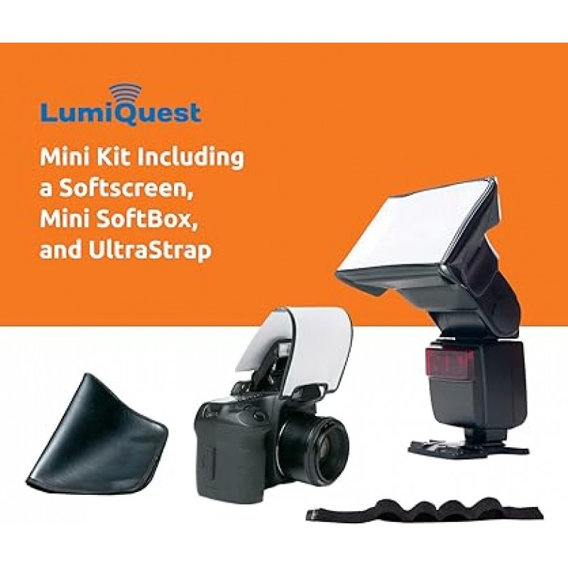 LumiQuest 미니 키트 소프트 스크린 미니 소프트 박스 울트라 스트랩 포토 그래퍼 팝업 비 접착 슈 마운트 플래시 디지털 SLR