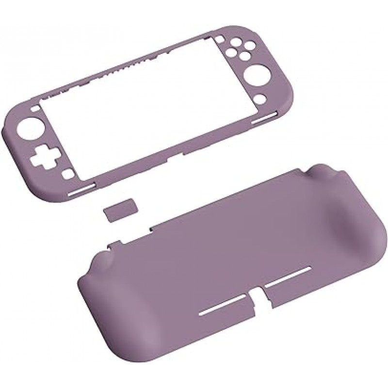 Nintendo Switch Lite용 PlayVital ZealProtect 보호 쉘, Switch Lite용 인체공학적 하드 쉘, 조이콘 쉘, 유리 필름, 사무라이 커버, 버튼 캡 포함 [다크 그레이 바이올렛]