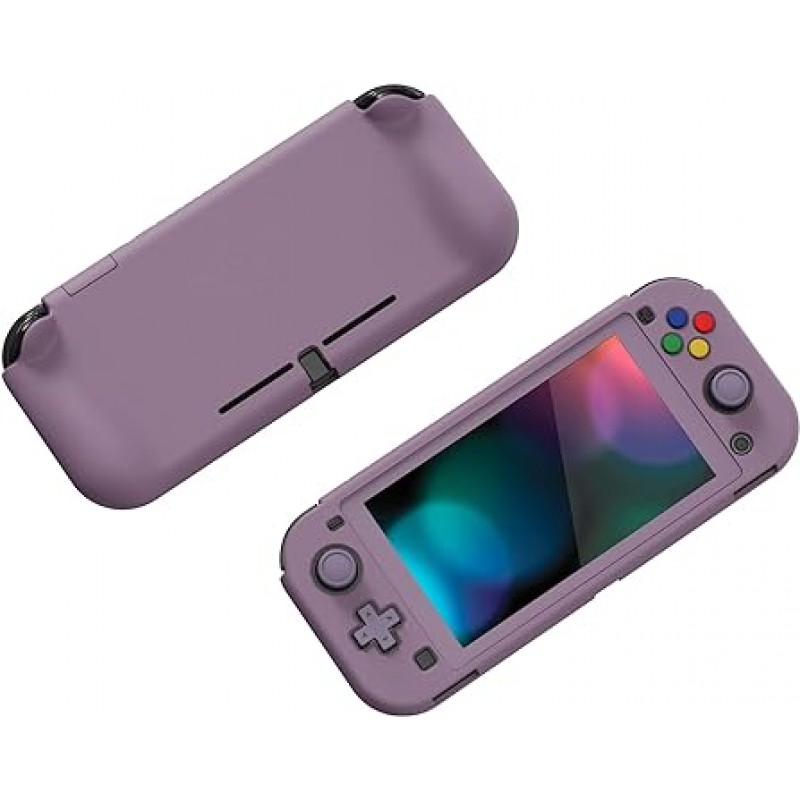 Nintendo Switch Lite용 PlayVital ZealProtect 보호 쉘, Switch Lite용 인체공학적 하드 쉘, 조이콘 쉘, 유리 필름, 사무라이 커버, 버튼 캡 포함 [다크 그레이 바이올렛]