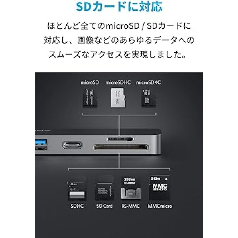 Anker PowerExpand Direct 7-in-2 USB-C PD 미디어 허브, 4K 호환, HDMI 포트, 100W 전력 공급 호환, 다기능 USB-C 포트, USB-A 포트, MicroSD 및 SD 카드 슬롯