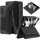 DEMCERT Galaxy Z Fold 5 케이스, Fold 5 케이스, Fold5 가죽 케이스, 통합 정품 가죽 케이스, Galaxy z Fold 5 유리 필름 케이스, 가죽, 노트북 유형, 스탠드 기능, 무선 충전 호환, 카드 보관함, 렌즈 보호, 충격 방지, 얼룩 방지, 패셔너블한 케이스 [Z Fold5용 S펜 슬롯](탄소 섬유)