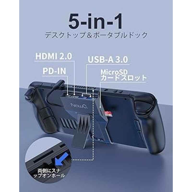 데스크탑 및 휴대용 스팀 데크 도크: TF 카드 슬롯이 있는 5-in-1 USB C 도크, HDMI 2.0 4K @ 60H, USB-A 3.0 2개, 최대 USB-C PD 100W, 스트림 데크 도크 스탠드 베이스 액세서리, 다른 USB와 호환 가능 -C 장치 및 PC