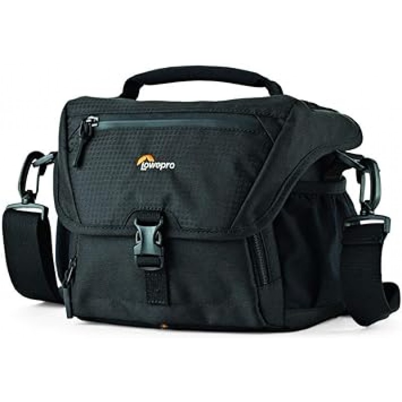 Lowepro LP37209-PKK Nova 160AW II 카메라 숄더백, 1.1갤런(4L), 컴팩트, 완전한 액세서리 포켓, 레인 커버 포함, 블랙