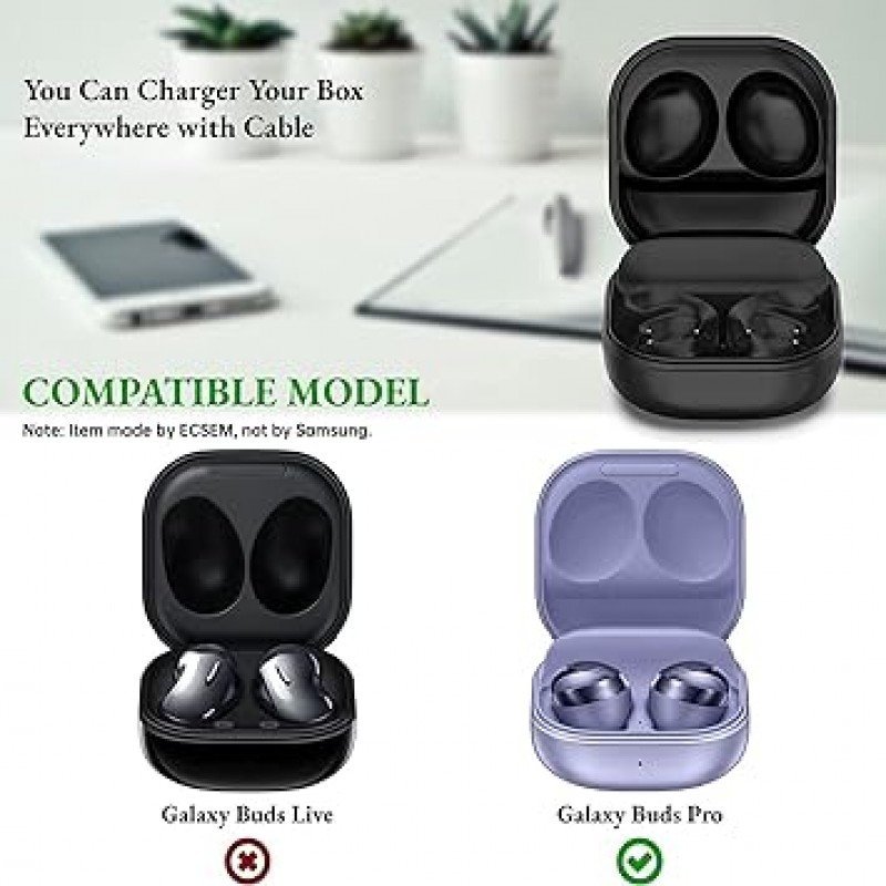 ECSEM 교체용 충전 케이스 For Samsung Galaxy Buds Pro SM-R190 충전기 교체용 USB 유선 충전 도크 케이블 액세서리