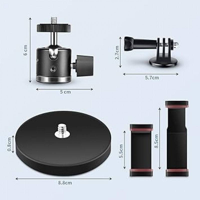 UTEBIT 카메라 운대 세트 카메라 마그네틱 스탠드 88MM 자석 받침대 360도 수직 하중 48kg 회전 가능 스마트 폰 클립 핫 슈가있는 카메라 용 자유 운대 알루미늄 합금 카메라 마우트 카메라 고정