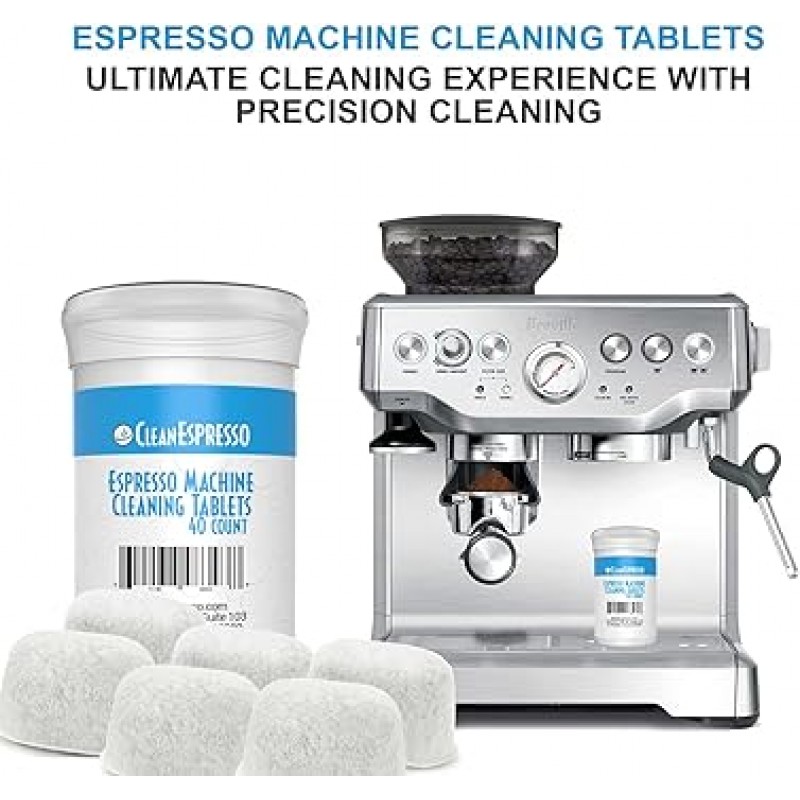 CleanEspresso 에스프레소 머신 클리닝 태블릿 + 교체 필터 - 2g 클리닝 태블릿 - 교체용 정수 필터 - Breville 에스프레소 머신용 액세서리