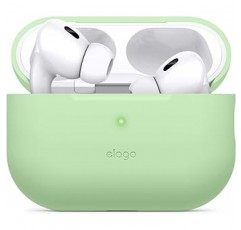 [elago] AirPods Pro2 호환 케이스, 실리콘 커버, 스트랩 구멍, 충격 방지, 실리콘 커버, 충격 흡수, 슬림, 소프트, 케이스 커버, 긁힘 방지, 낙하 방지, 액세서리, Apple AirPods Pro2와 호환 가능, MQD83J/A Airpods Pro 2, Airpods Pro 2, Airpods Pro 2, 2세대, 파스텔 그린