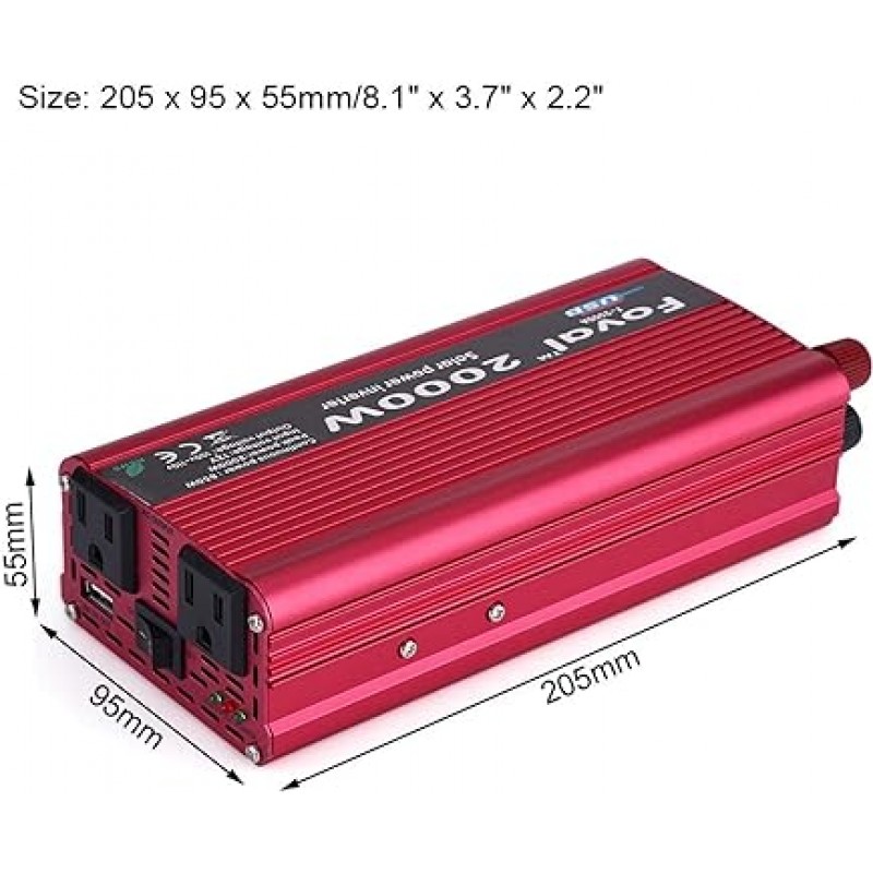 자동차 전원 인버터, 2000W 전원 인버터 DC 12V AC 110V 자동차 변환기 USB 충전 어댑터 자동 인버터 전원 인버터 교체 액세서리