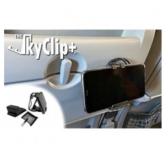 SkyClip+ 휴대폰 & 태블릿 홀더 비행기 여행 가정 사무실용 - 기내 전화 마운트 & 스탠드 iPhone Android Kindle 태블릿 대응 - 궁극의 여행 액세서리 (블랙)