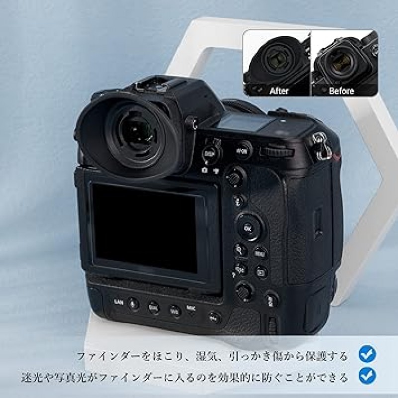 JJC 개선된 모델 아이컵, 확장 가능, Nikon DK-33, Nikon Z9, Z8, 카메라, Nikon Z9 Z8과 호환 가능, 개선된 고무 쉐딩, 18.5mm(0.7인치) 확장, 360° 회전, 뷰파인더 보호, 편안함, 경량, 검정색