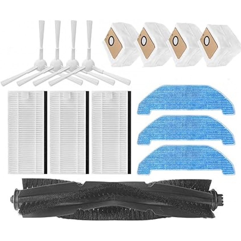 Neabot Nomo Q11 로봇 청소 클리너 부품용 15피스 브러시 롤러 필터 액세서리 키트(롤러 1개, 스폰지 3개, 걸레 천 3개, 먼지 봉투 4개, 사이드 브러시 4개)