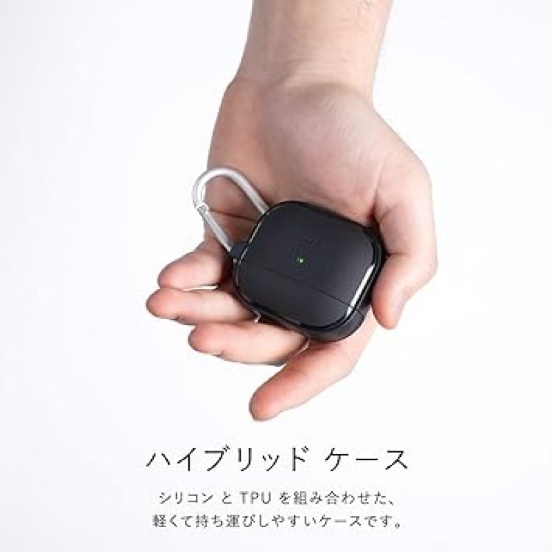 [elago] AirPods 3 호환 케이스, 카라비너 ​​포함 충격 방지, 하이브리드 보호 커버, 충격 흡수, 케이스 커버, 긁힘 방지, 낙하 방지, 보호 케이스, 액세서리, Apple AirPods 3 호환, Air Pots 3, 3세대, EDC 케이스, 검은색