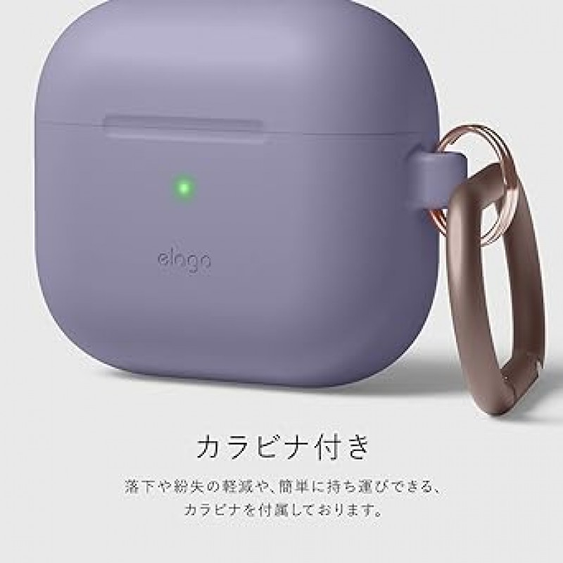 [elago] AirPods 3 호환 케이스, 낙하 방지, 카라비너, 충격 방지, 얇은, 실리콘 커버, 충격 흡수, 심플, 슬림 케이스, 긁힘 방지, 보호 액세서리, 실리콘 케이스, Apple AirPods 3 호환, AirPots 3, 3세대, 오리지널 행민트