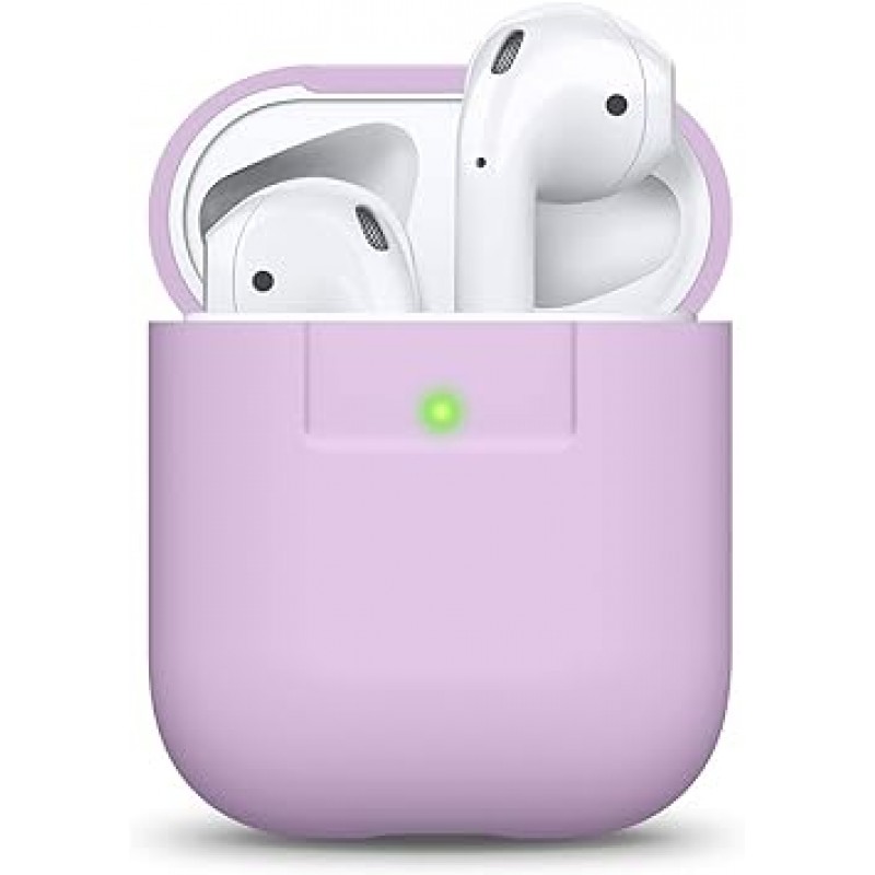 Elago AirPods 호환 케이스, 실리콘, 심플, 보호 커버, 충격 방지, 긁힘 방지, 보호 액세서리, Apple AirPods1/AirPods2 무선 충전 케이스와 호환 가능, Air Pods, AIRPODS 케이스, 라벤더