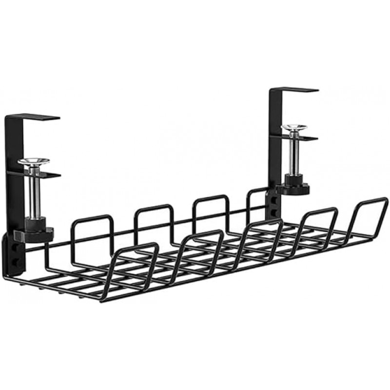 케이블 트레이, 책상 밑, 메쉬, 케이블 정리함, 케이블 보관함, 와이어 케이블 트레이(38cm) 연장 유형, 상단 플레이트 지원 두께: 1~4cm(0.4~1.6인치), 드릴링 없음, 쉬운 설치, 내구성 , 38 x 15cm(15.0 x 6.9인치), 대용량, 와이어 액세서리, 정리함, 책상 밑(블랙 38cm)