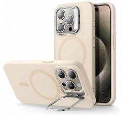 케이스 스탠드가 포함된 ESR iPhone 15Pro, MagSafe 실리콘 케이스, 군용 보호 카메라가 내장된 숨겨진 스탠드, iPhone 15Pro 케이스, 자석 스마트폰 케이스, 옐로우 클라우드 시리즈