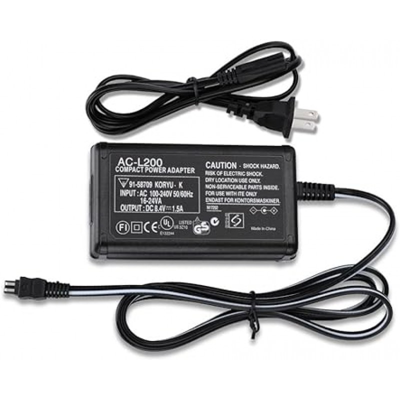 AC-L200C AC 어댑터 호환 SONY Handycam 캠코더 DCR-SX40 DCR-SX41 DCR-SR42 DCR-SX44 DCR-SR45 DCR-SR46 DCR-SR47 DCR-SR68 DCR-SX63 DCR-SX65 DCR-SX85 HDR-CX390 HDR-CX680 HDR- CX170 HDR-X500 HDR-X500 HDR-CX720 HDR-CX100 CX115 CX130 CX150 CX155 CX160 CX190 CX200 X330 CX3