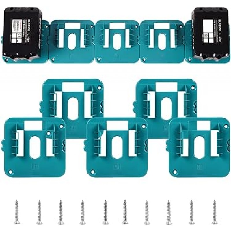 Makita 18V 배터리용 배터리 도크 홀더 5개, 고정 배터리 브래킷 호환 배터리 보관함, 배터리 홀더 사용된 배터리 보관함 휴대용 장치, 배터리 액세서리(나사 10개)