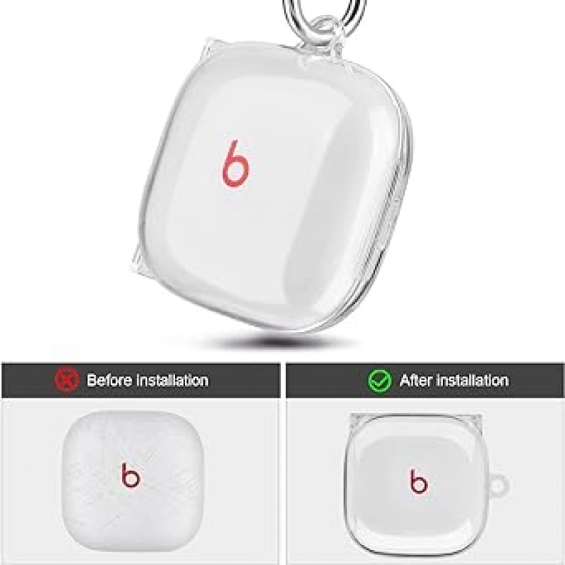 Filoto Beats Fit Pro 케이스 커버 하드 케이스 Apple Beats Fit Pro 2021용 내충격 보호 이어폰 케이스 키체인 액세서리 포함 남녀 겸용 (클리어)