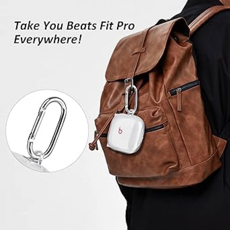 Filoto Beats Fit Pro 케이스 커버 하드 케이스 Apple Beats Fit Pro 2021용 내충격 보호 이어폰 케이스 키체인 액세서리 포함 남녀 겸용 (클리어)