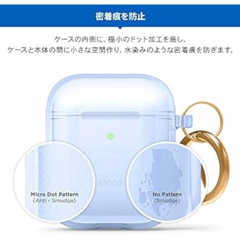 [elago] AirPods 호환 케이스, 투명 카라비너 ​​포함, 충격 방지, 심플, TPU 투명 커버, 충격 흡수, 슬림, 소프트, 케이스 커버, 긁힘 방지, 낙하 방지, 보호 액세서리, Apple AirPods1 / AirPods2 무선 충전 케이스와 호환 가능, Air 포드, 투명 케이스, 라벤더