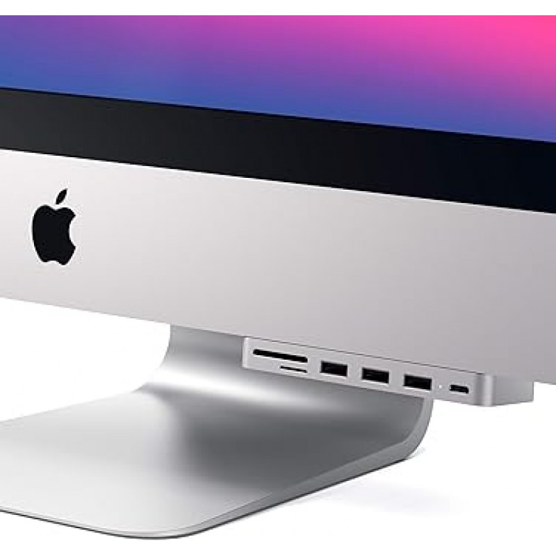 Satechi 알루미늄 Type-C 클램프 허브 Pro USB-C 데이터 포트, USB 3.0 포트 3개, 마이크로/SD 카드 리더기(iMac Pro 및 iMac 2017 이상 모델과 호환 가능)