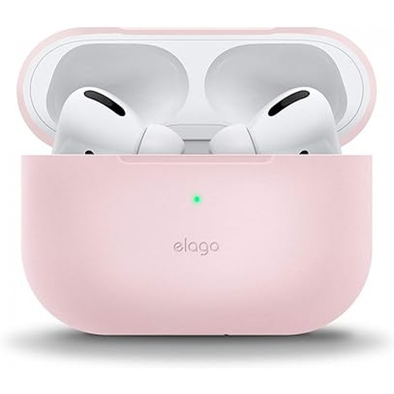 [elago] AirPods Pro 호환 케이스, 슬림, 심플, 실리콘 커버, 충격흡수, 슬림, 소프트, 케이스 커버, 스크래치 방지, 보호용 액세서리, Apple AirPodsPro 호환 MWP22J/A Air Pods Pro, SLIM BASIC 러블리 핑크