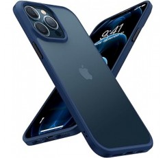 TORRAS 반투명 iPhone 12 케이스, iPhone 12 Pro 케이스, 미군 MIL 등록, 스트랩 구멍이 있는 충격 흡수 무광택 느낌, SGS 인증, 황변 없음, 6.1인치 iPhone 12 12 Pro용 렌즈 보호 커버 - 블루