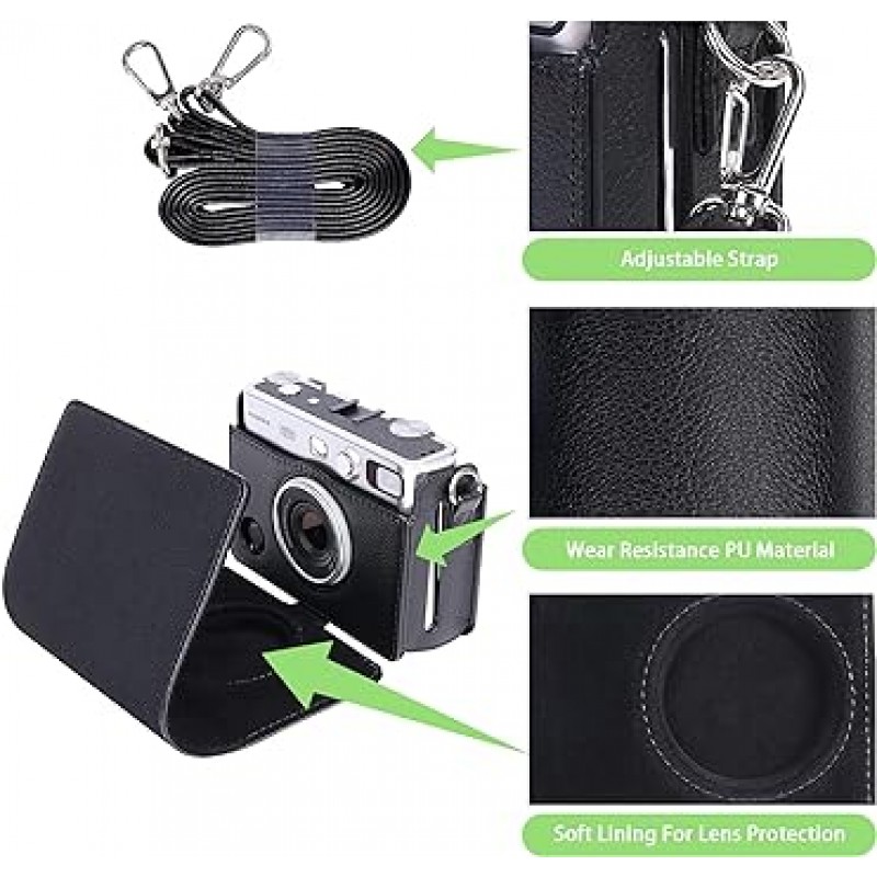 Khanka Fujifilm Cheki Evo 하이브리드 즉석 카메라 Instax Mini Evo INS MINI EVO 블랙 케이스 (블랙 보호 케이스)
