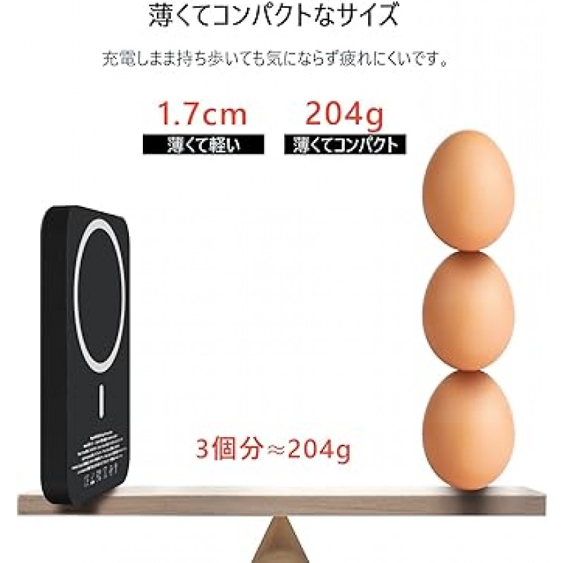 Conber 마그네틱 무선 모바일 배터리, 10,000mAh와 호환 가능, 대용량, 소형, Type-C 입력 포트, 15W 무선 ​​충전, 20W Type-C 포트 출력/PD 호환, PSE 기술 표준, 경량, 얇음, 급속 충전, 충전 가능 2개의 장치를 동시에 휴대하기 편리함, 재해 시, 여행, 출장, 정전, 긴급 상황 시, iPhone 14/14 Plus/14pro Max/iPhone 13 13 mini / 13 Pro / iPhone 12 / iPh