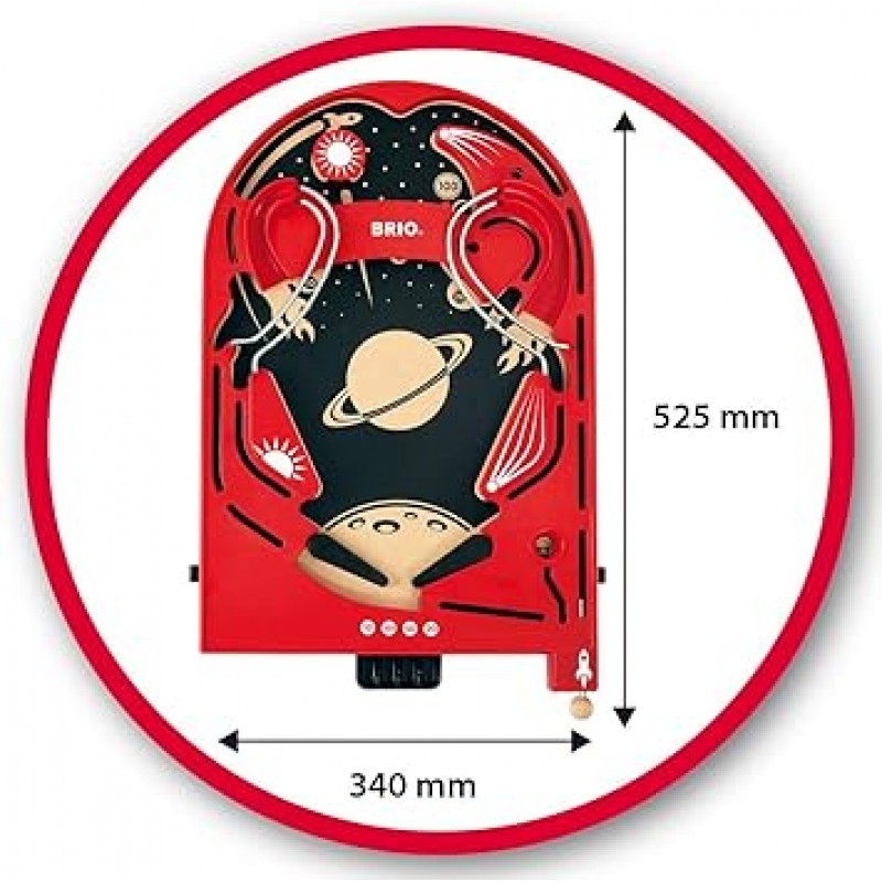 Brio 34017 핀볼 게임, 빨간색, 총 4개, 권장 연령, 6세 이상(나무 장난감, 교육용 장난감, 보드 게임)