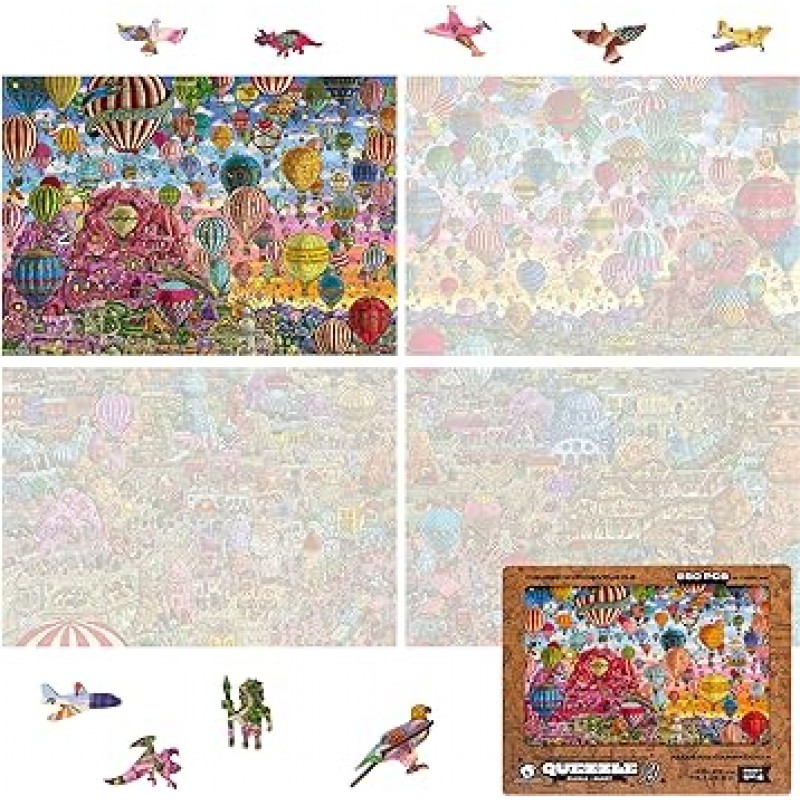 UNIDRAGON Original + IC4 디자인 나무 퍼즐 직소 퍼즐 보드 게임, Quezzle Amazing Cappadocia, Part 1, 250 Pieces, 14.1 x 9.8 Inches