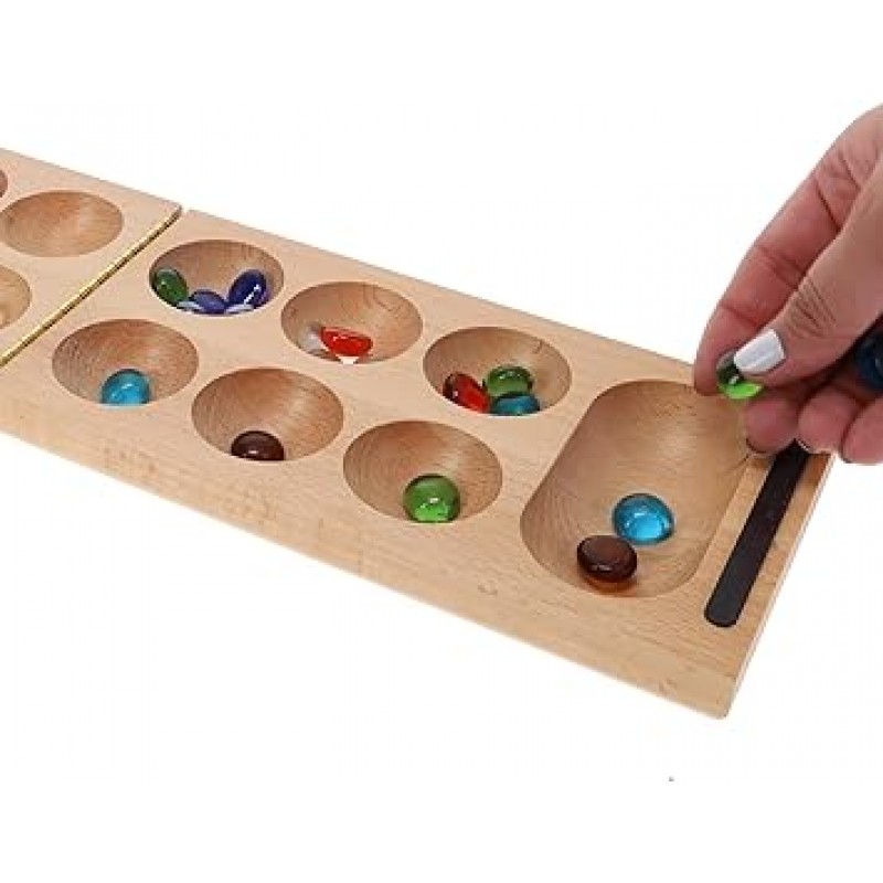 [위게임] WE Games Folding Mancala Solid Wood Board & Glass Stones 18 inches 492008 [병행 수입품]