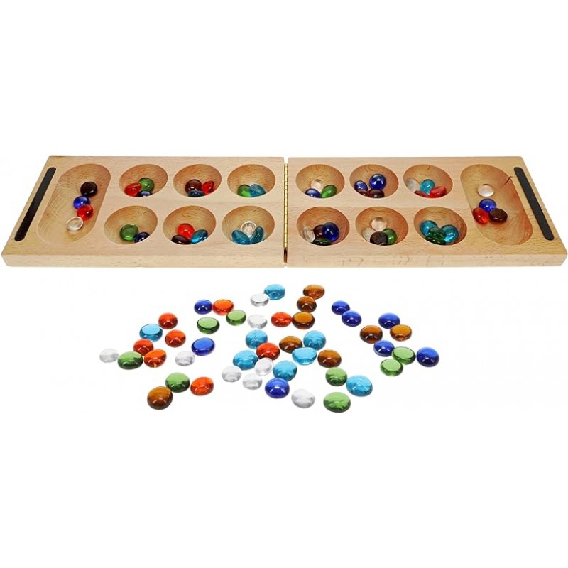 [위게임] WE Games Folding Mancala Solid Wood Board & Glass Stones 18 inches 492008 [병행 수입품]