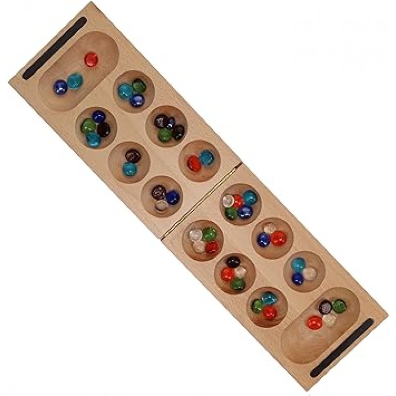 [위게임] WE Games Folding Mancala Solid Wood Board & Glass Stones 18 inches 492008 [병행 수입품]