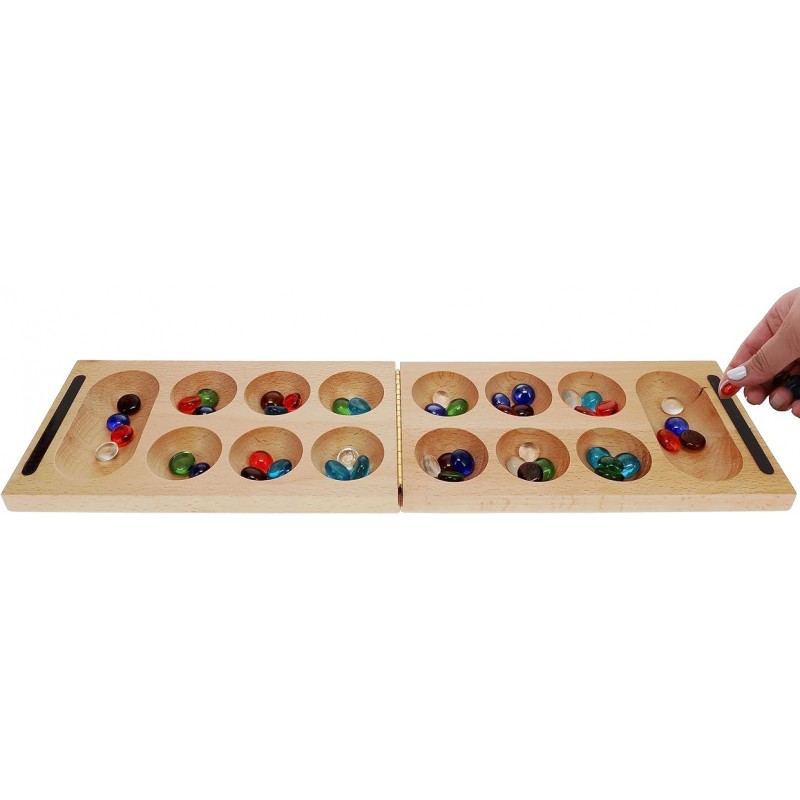 [위게임] WE Games Folding Mancala Solid Wood Board & Glass Stones 18 inches 492008 [병행 수입품]