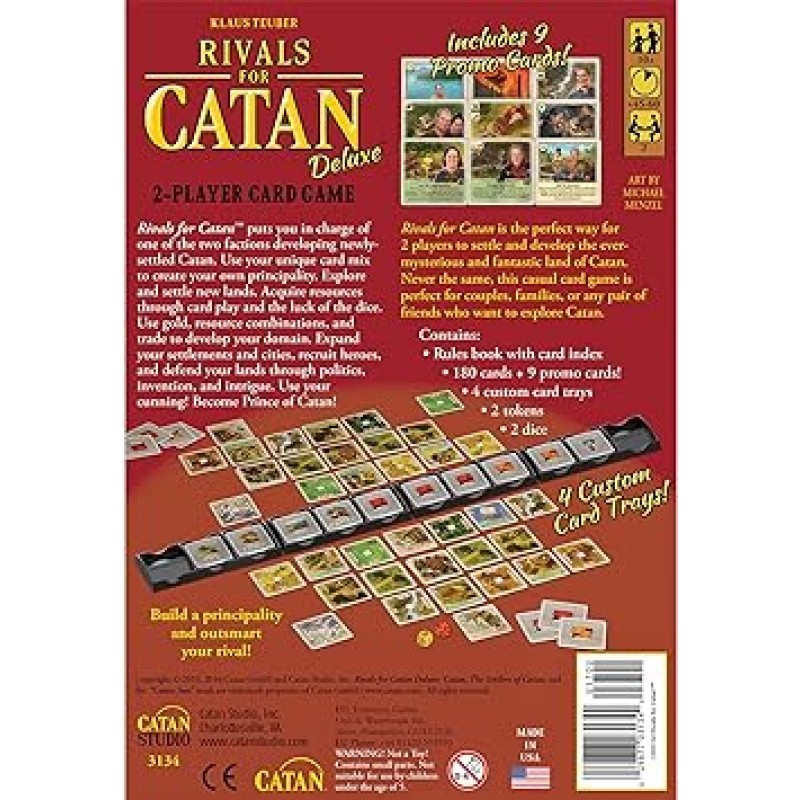 CATAN 카드 게임 디럭스 에디션용 CATAN Studio Rivals | 문명 건설 전략 게임 | 성인과 어린이를 위한 가족 게임 | 10세 이상 | 2명의 플레이어 | 평균 플레이 시간 45-60분 | CATAN 스튜디오