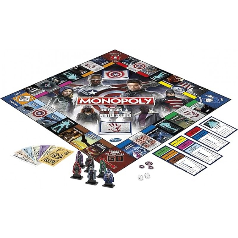 MONOPOLY : Marvel Studios The Falcon and The Winter Soldier Edition 보드 게임 마블 팬용 2~6인용 대상 연령 14세 이상