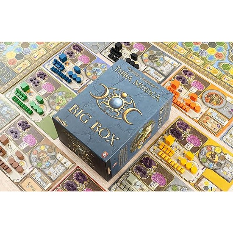 Capstone Games Terra Mystica: Big Box - 세트 내용: Terra Mystica: 기본 게임, Fire & Ice Expansion, Merchants of The Seas Expansion, Automa Factory 솔로 모드 14세 이상, 1-5인용, 플레이어당 30분