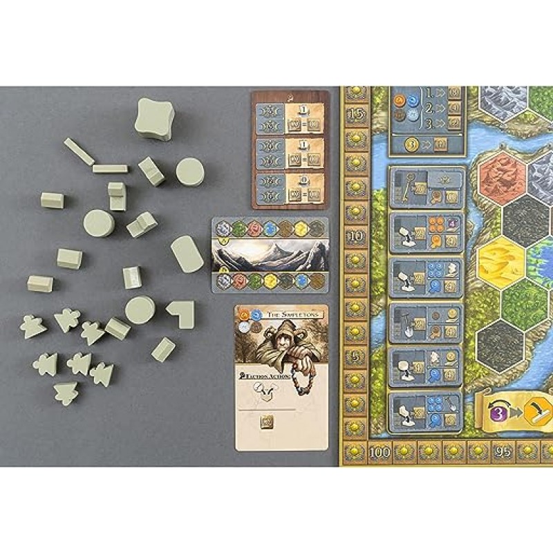 Capstone Games Terra Mystica: Big Box - 세트 내용: Terra Mystica: 기본 게임, Fire & Ice Expansion, Merchants of The Seas Expansion, Automa Factory 솔로 모드 14세 이상, 1-5인용, 플레이어당 30분