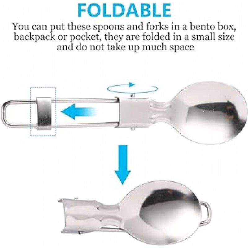WINOMO 칼 붙이 접이식 메쉬 유형 접이식 포크 스테인레스 스틸 보관 가방 나이프 포크 스푼 3 개 세트